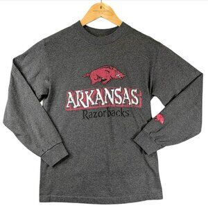 Arkansas Razorbacks T-Shirt‎ Small Gray Cuffed Long Sleeve Woo Pig Sooie Hogs